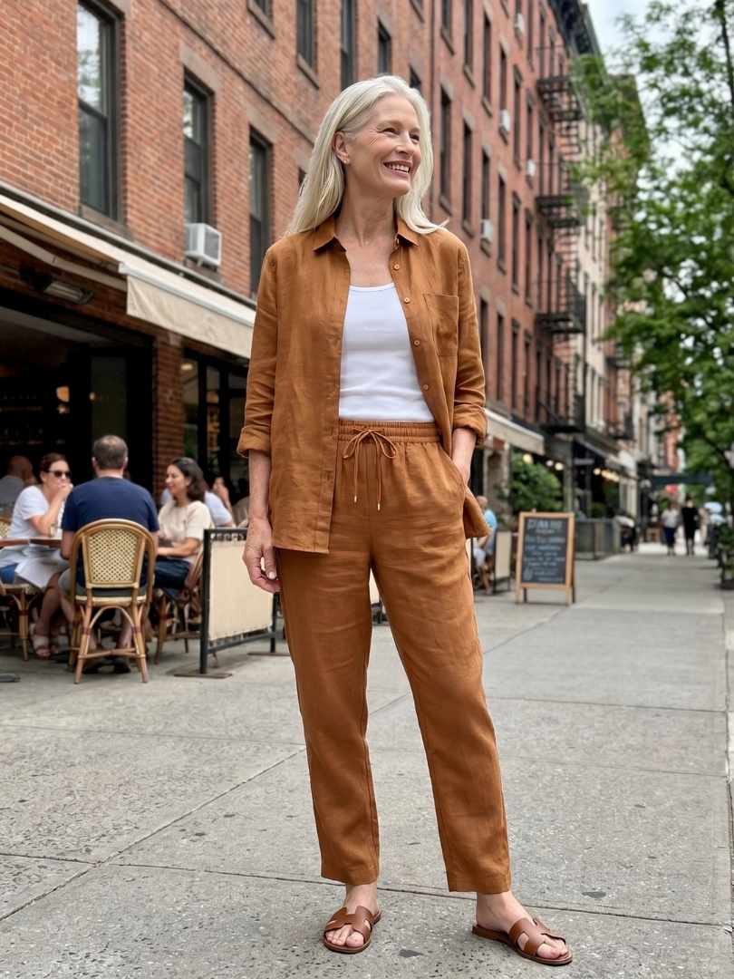 Comfortable Linen Tapered Pants Set for Women