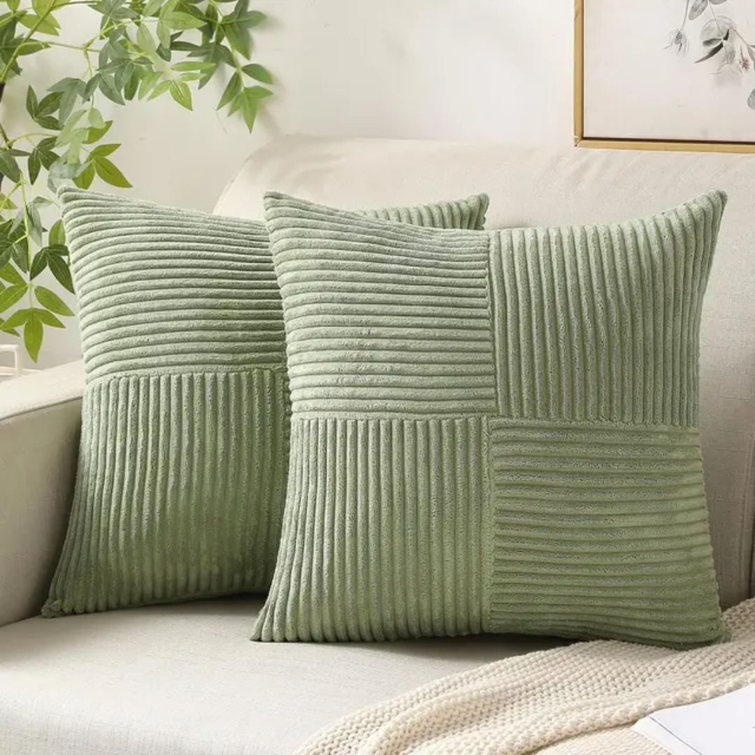 Bello Corduroy Cushion Covers | Soft Striped Texture, Invisible Zipper