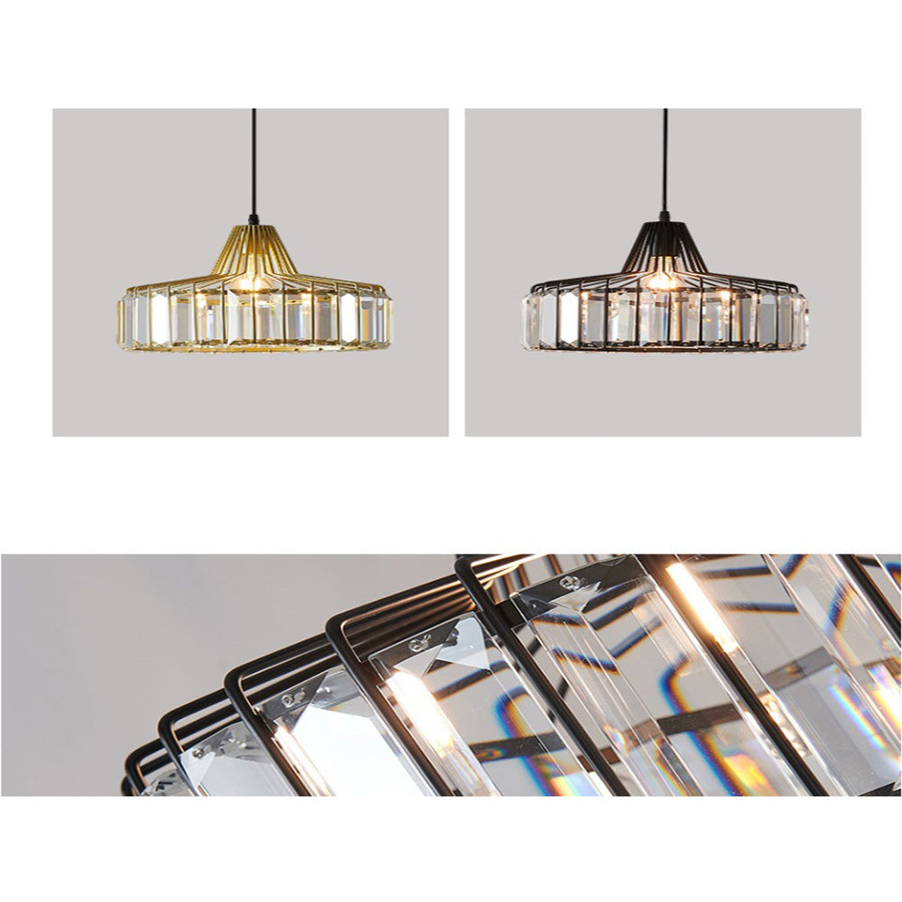 Belo Crystal Pendant Light | Adjustable Height, Matte Black Frame