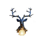 Vintage-Inspired Resin Deer Head Wall Sconce Lamp with Single Light