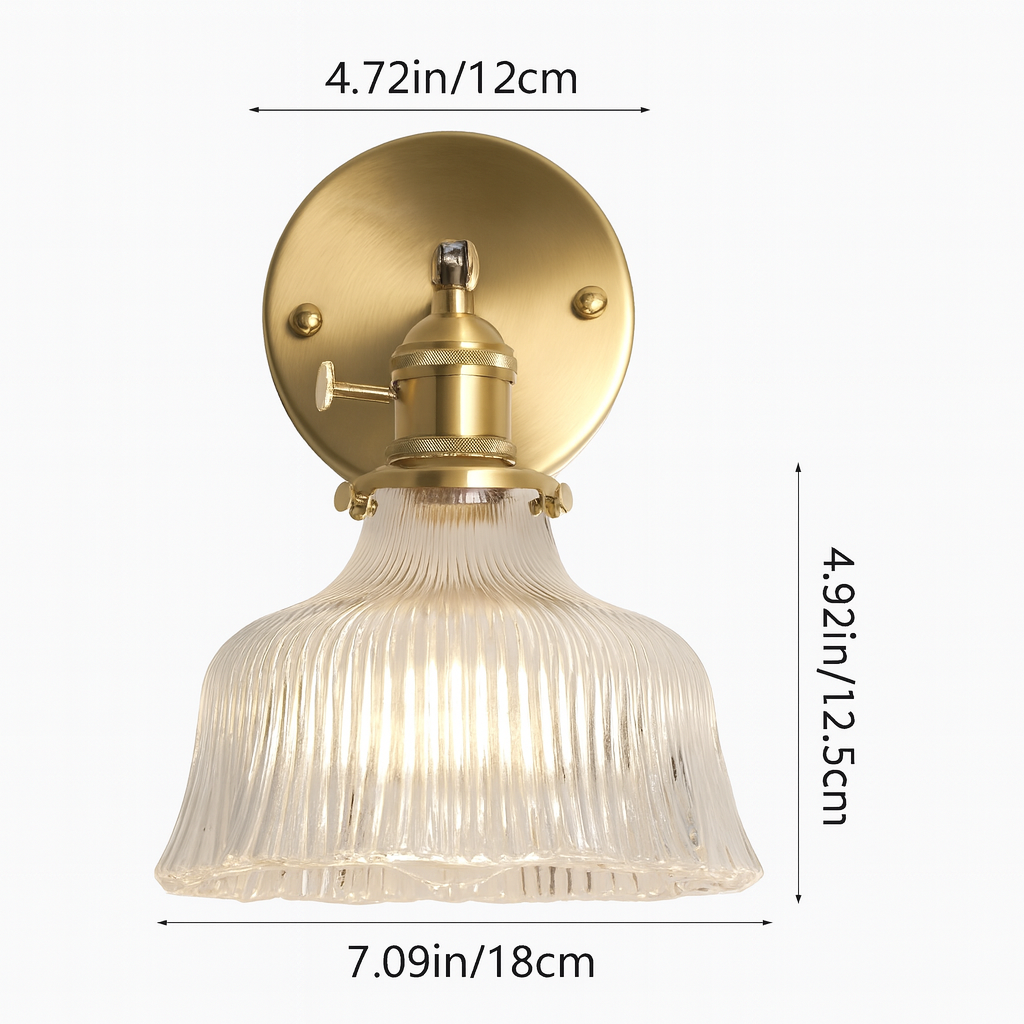 Nordic Brass & Green Glass Flower Wall Light | 1-Light