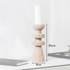 Alfi Candle Holder | Travertine Stone, Two-Tiered Design
