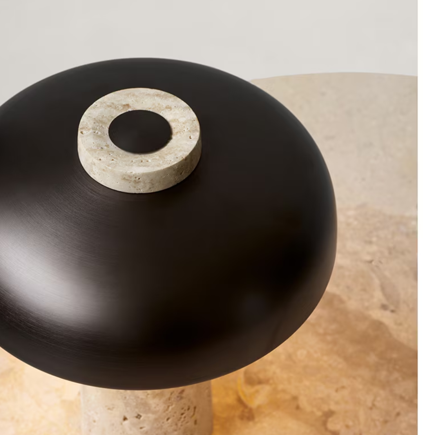Eclipse – Black Modern Travertine Table Lamp with Touch Control