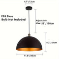Bello Pendant Light | Adjustable Iron Shade, Black & Gold Finish
