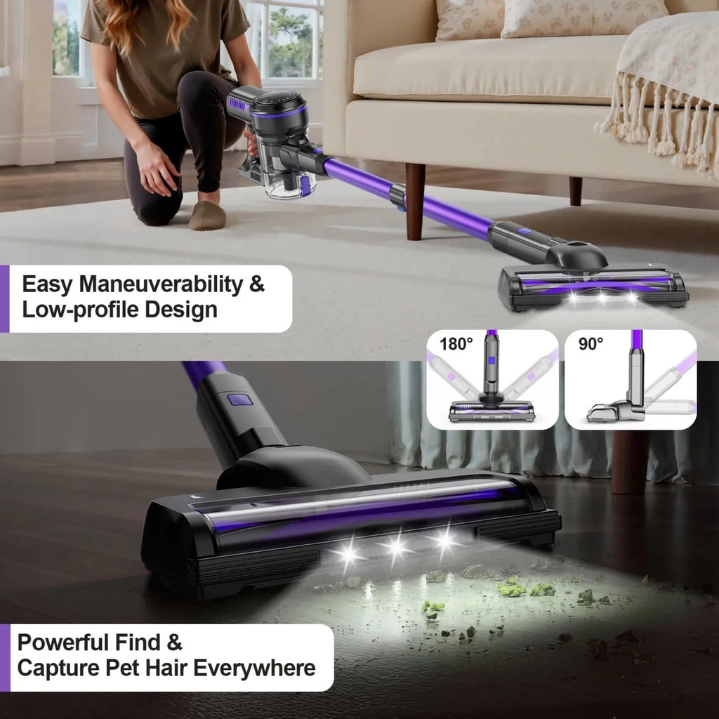 Zephyra S7P - Cordless Vacuum Cleaner with 60kPa Suction Power, 1.3L Container, and Removable Battery