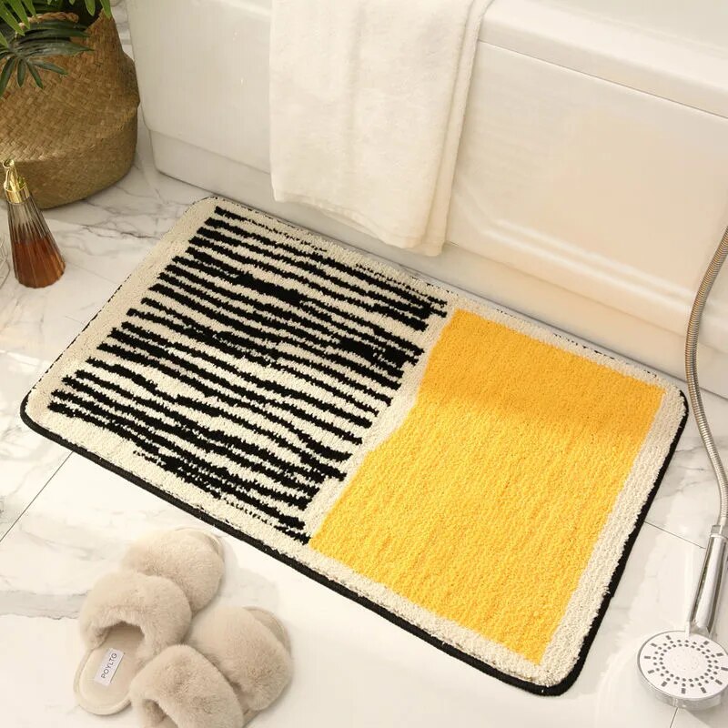 NordicFlow – Luxurious Handmade Bath Mat with Abstract Pattern for Elegant Bathrooms