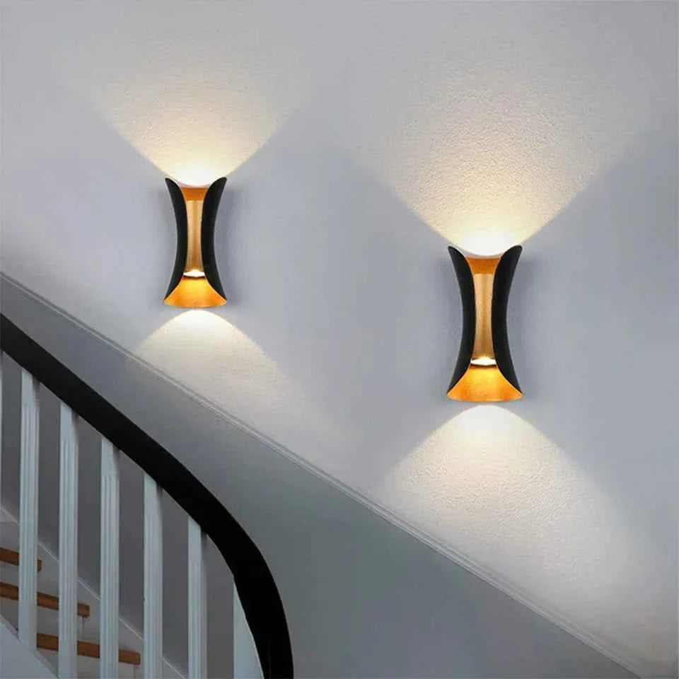 Bela Wall Light | Waterproof LED, Modern Black & Gold Design