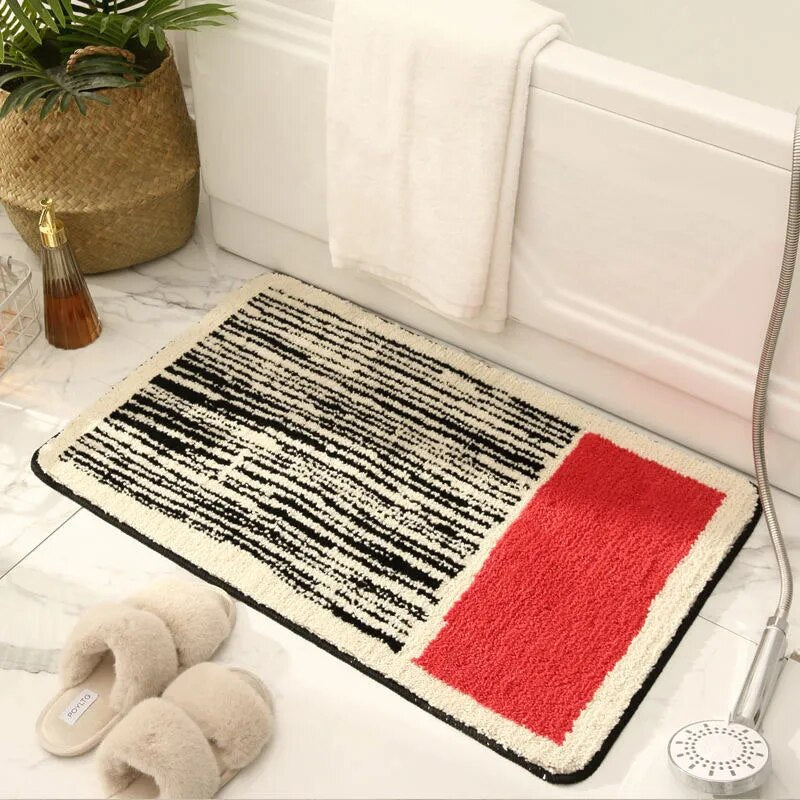 NordicFlow – Luxurious Handmade Bath Mat with Abstract Pattern for Elegant Bathrooms