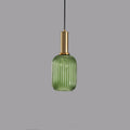 Simple Striped Glass Lantern Pendant Light with Single Bulb
