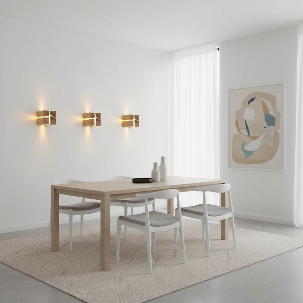 Bela Wall Light | Hand-Carved Solid Wood, Warm Ambient Glow