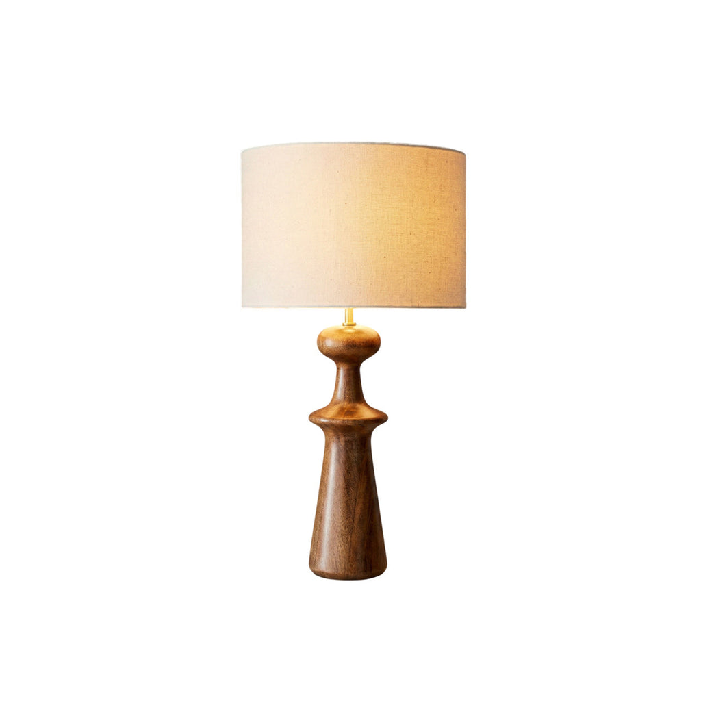 Abajour Rubberwood Table Lamp with Linen Shade