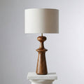 Abajour Rubberwood Table Lamp with Linen Shade