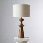 Abajour Rubberwood Table Lamp with Linen Shade
