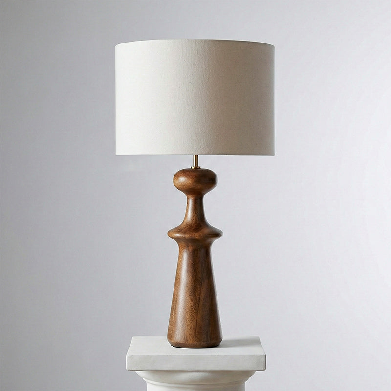 Abajour Rubberwood Table Lamp with Linen Shade