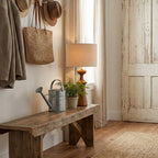 Abajour Rubberwood Table Lamp with Linen Shade