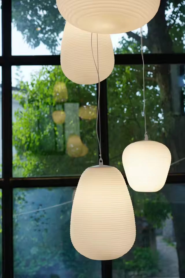 Bento Hanglamp | Geribbeld Glas, E27 Fitting