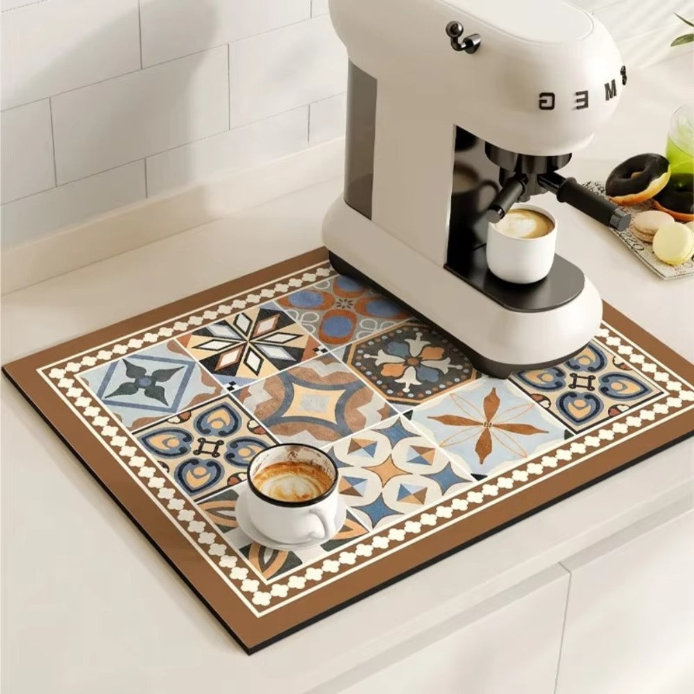 Kitchen Mat Absorbent Non Slip Patchwork Pattern Azure Patch