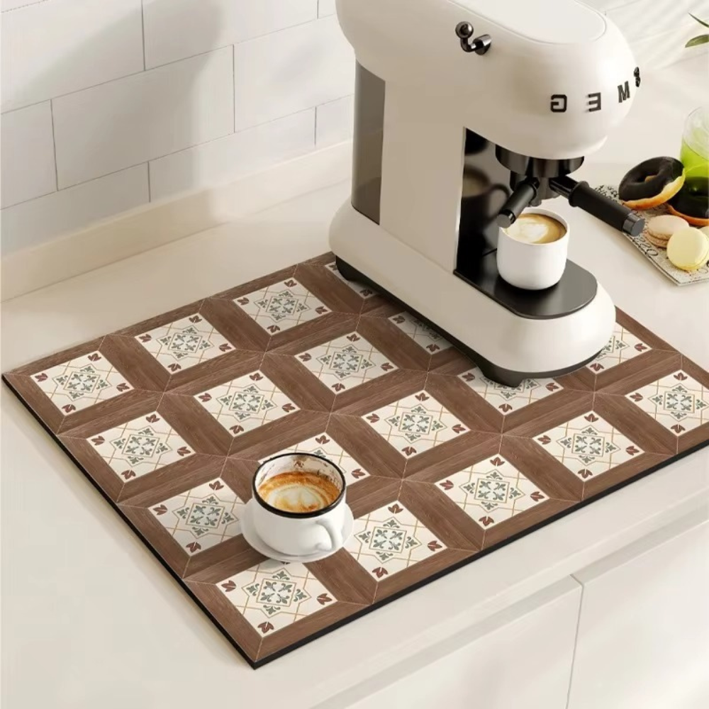Kitchen Mat Absorbent Non Slip Patchwork Pattern Azure Patch