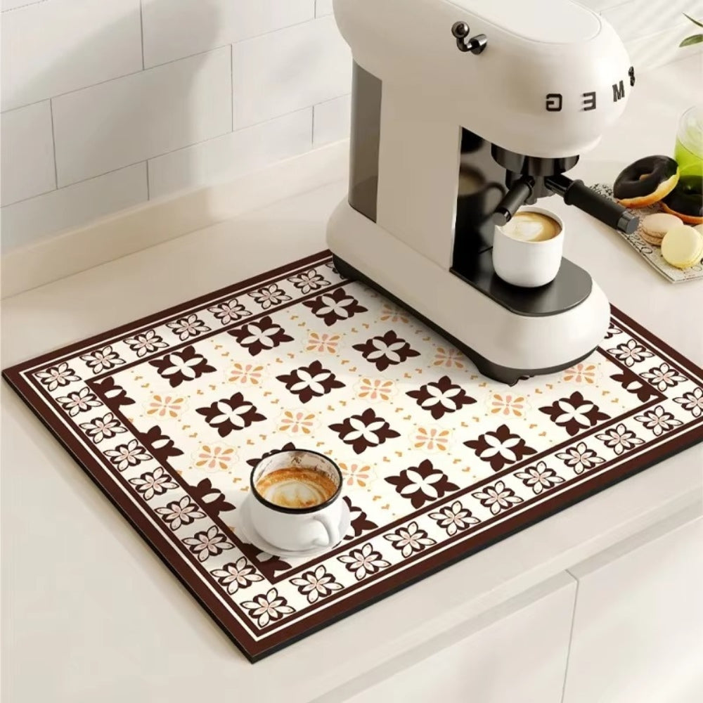 Kitchen Mat Absorbent Non Slip Patchwork Pattern Azure Patch
