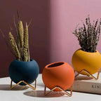 Cleo Ceramic Plant Pot | Modern Design with Steel Stand