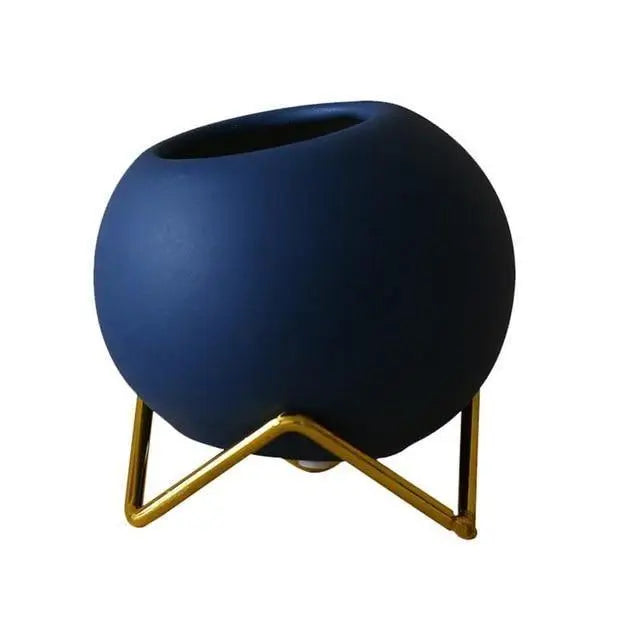 Cleo Ceramic Plant Pot | Modern Design with Steel Stand