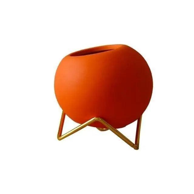 Cleo Ceramic Plant Pot | Modern Design with Steel Stand