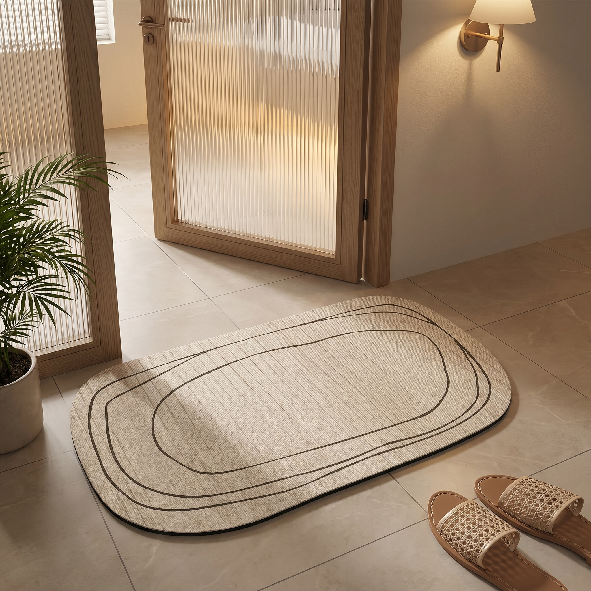 Bath Mat Diatom Mud Non Slip Backing Abstract Pattern
