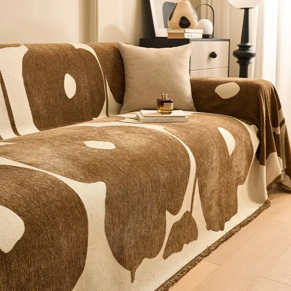 AbstractAura: Sofa Cover in Chenille Style with Artistic Pattern & Decorative Accent – for Sofa & Bedroom