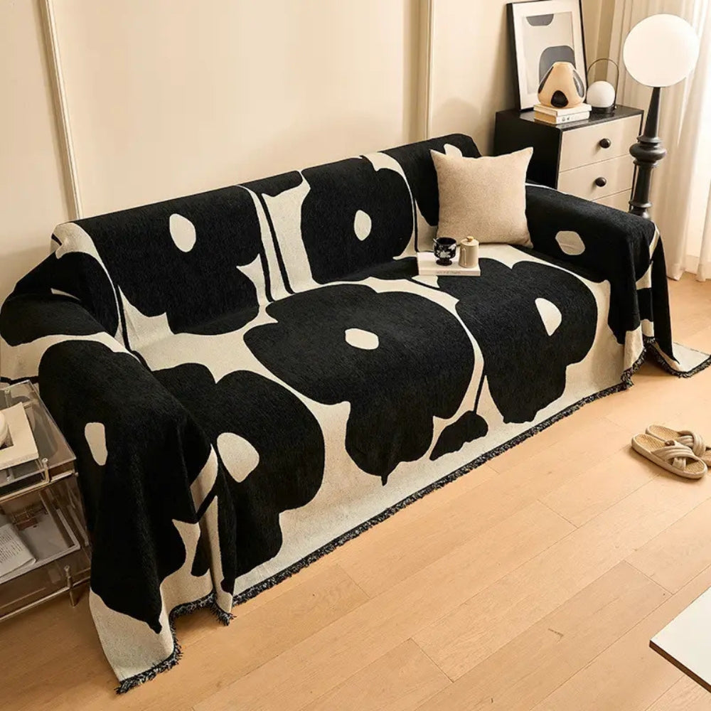 AbstractAura: Sofa Cover in Chenille Style with Artistic Pattern & Decorative Accent – for Sofa & Bedroom