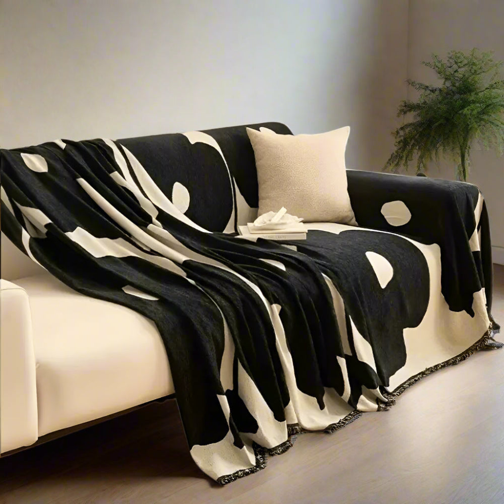AbstractAura: Sofa Cover in Chenille Style with Artistic Pattern & Decorative Accent – for Sofa & Bedroom