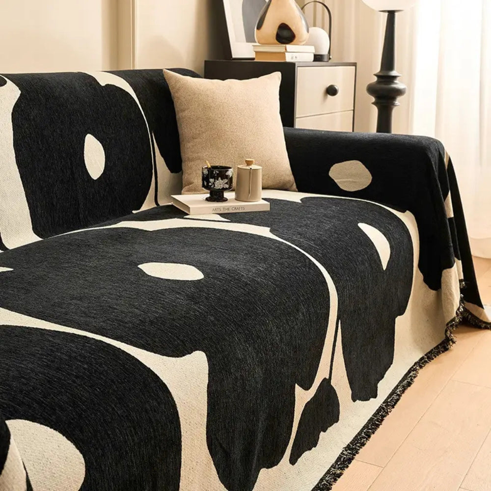 AbstractAura: Sofa Cover in Chenille Style with Artistic Pattern & Decorative Accent – for Sofa & Bedroom