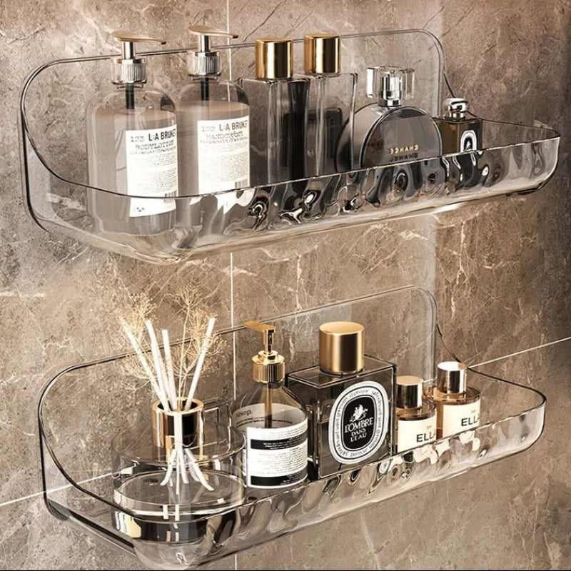 No Drill Bathroom Shelf Wall Storage Rack Easy Install