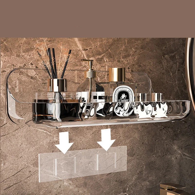 No Drill Bathroom Shelf Wall Storage Rack Easy Install