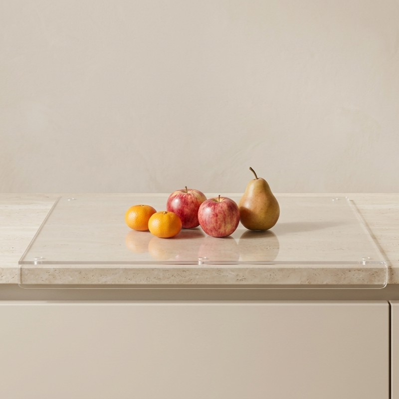 Acrylic Cutting Board Clear Transparent Kitchen Prep Board with Counter Lip