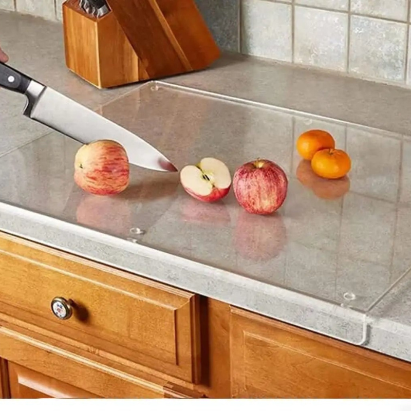 Acrylic Cutting Board Clear Transparent Kitchen Prep Board with Counter Lip