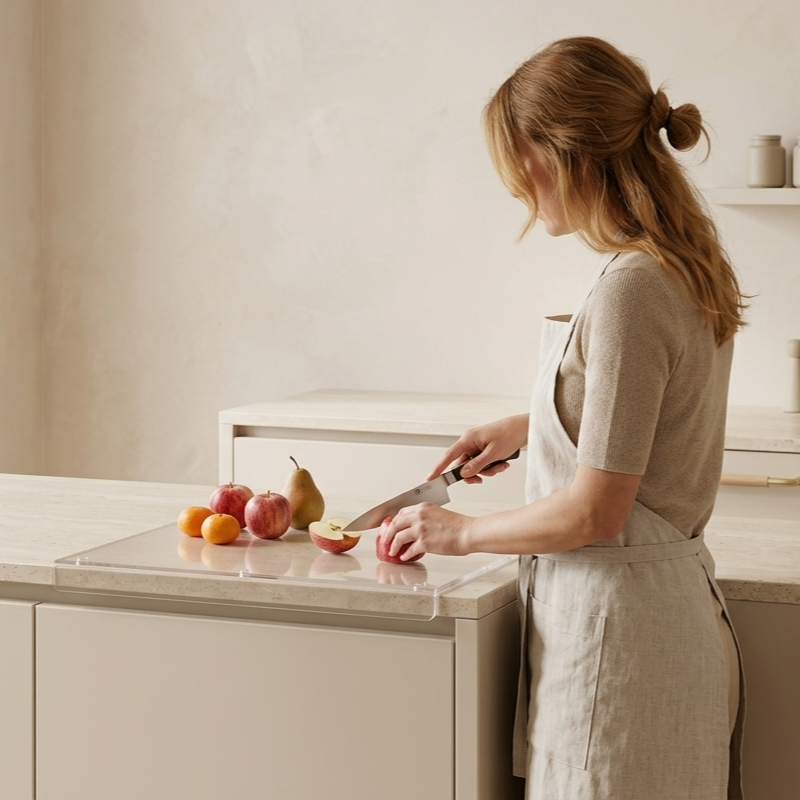 Acrylic Cutting Board Clear Transparent Kitchen Prep Board with Counter Lip