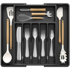 Kitchen Drawer Organizer Adjustable 8 Compartment PP Plastic Cutlery Tray