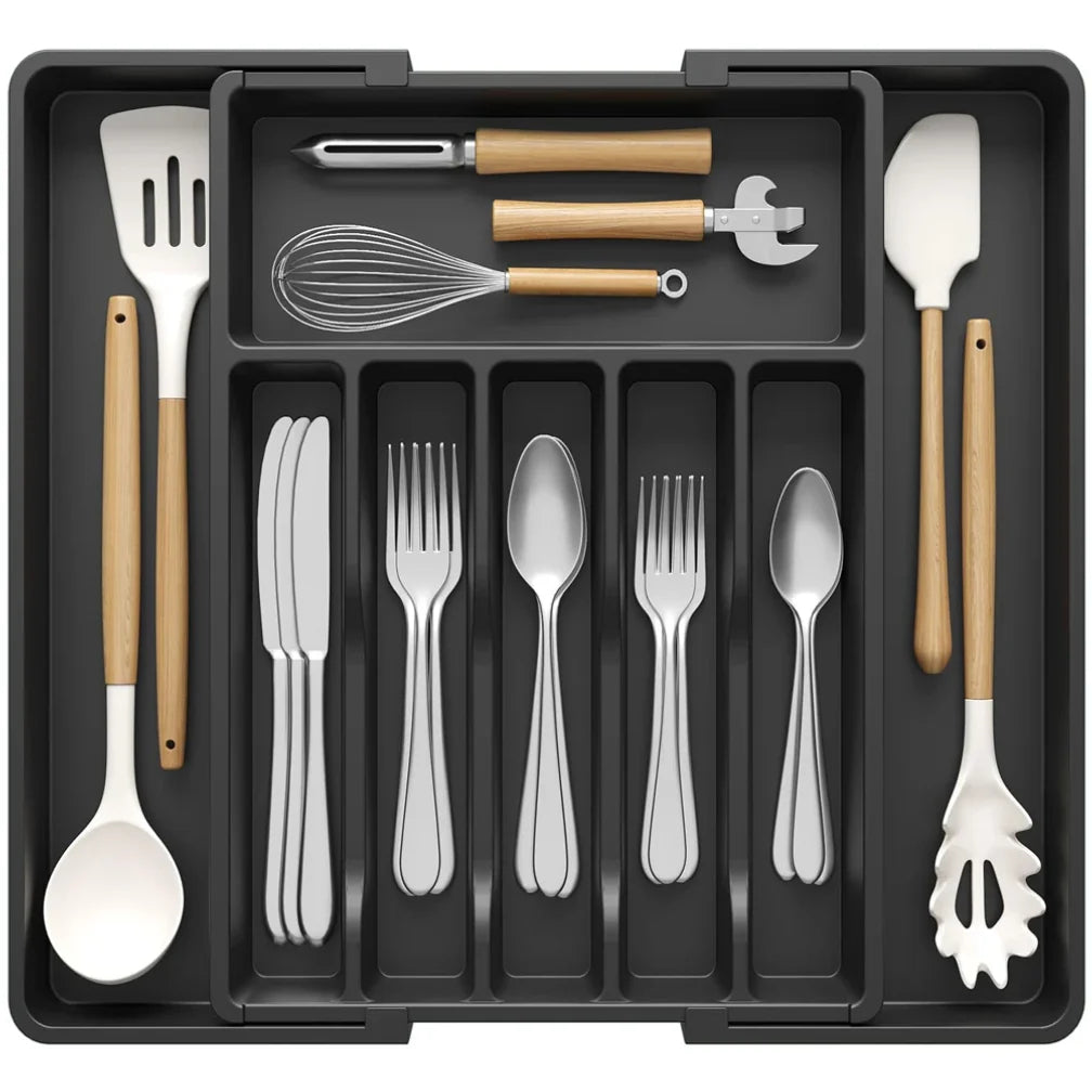 Kitchen Drawer Organizer Adjustable 8 Compartment PP Plastic Cutlery Tray
