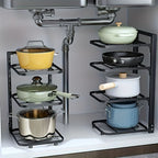Kitchen Rack Cookware Storage Organizer for Pots Pans and Lids
