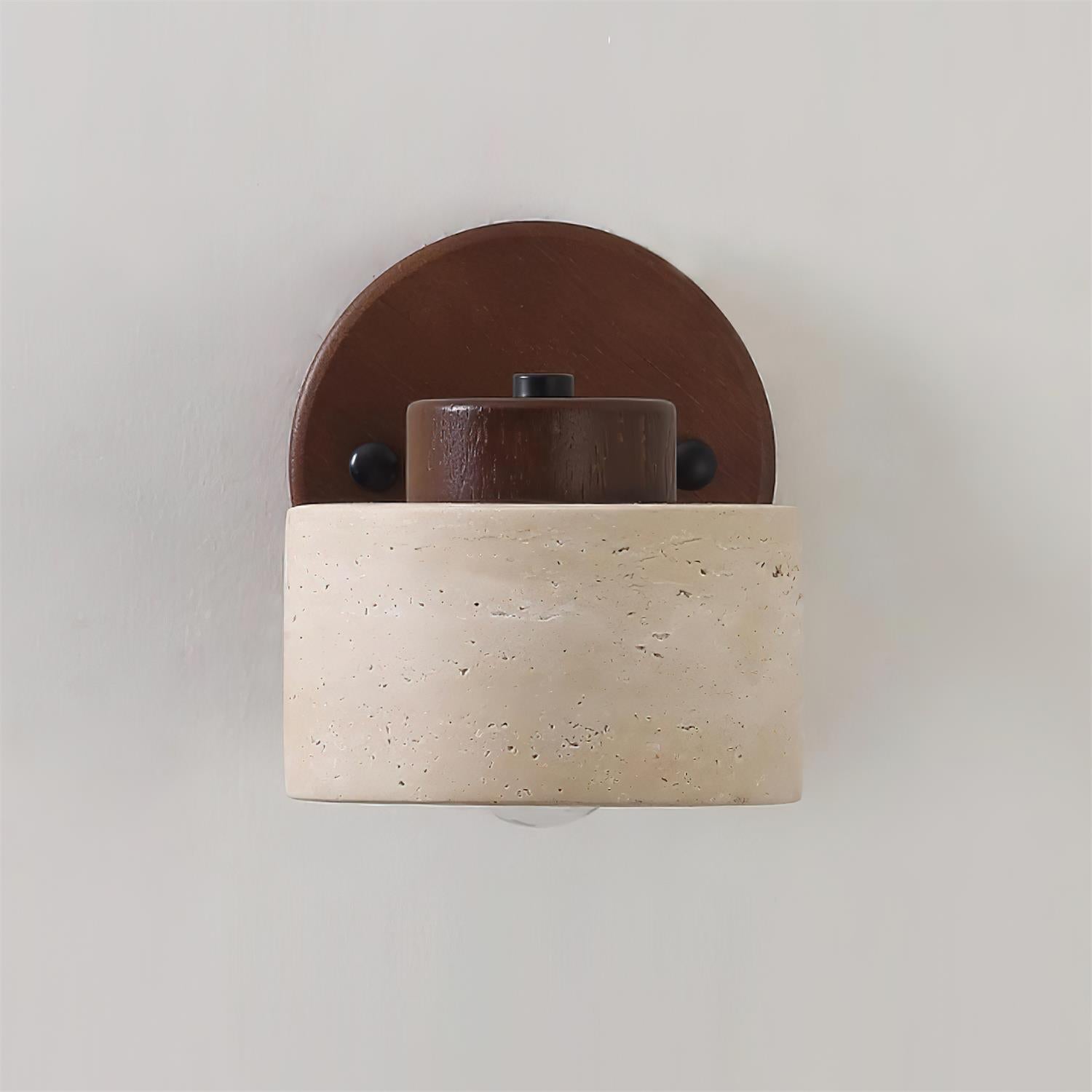Adjustable Wall Sconce - Natural Travertine & Wood Design