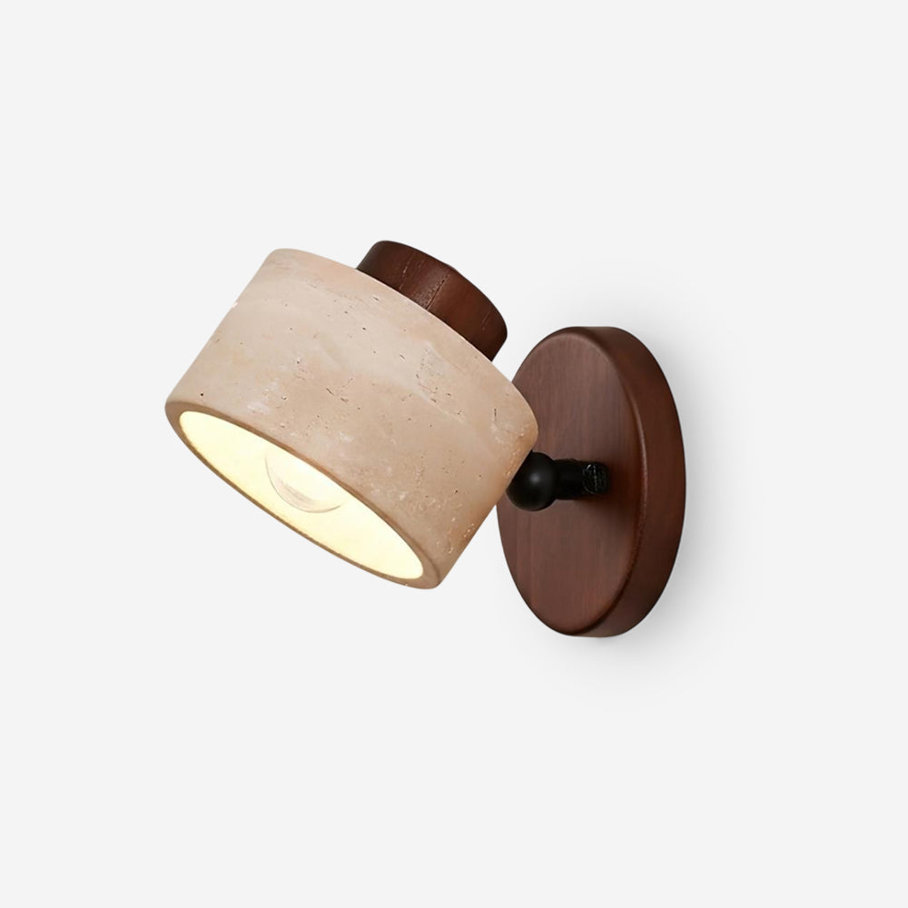 Adjustable Wall Sconce - Natural Travertine & Wood Design