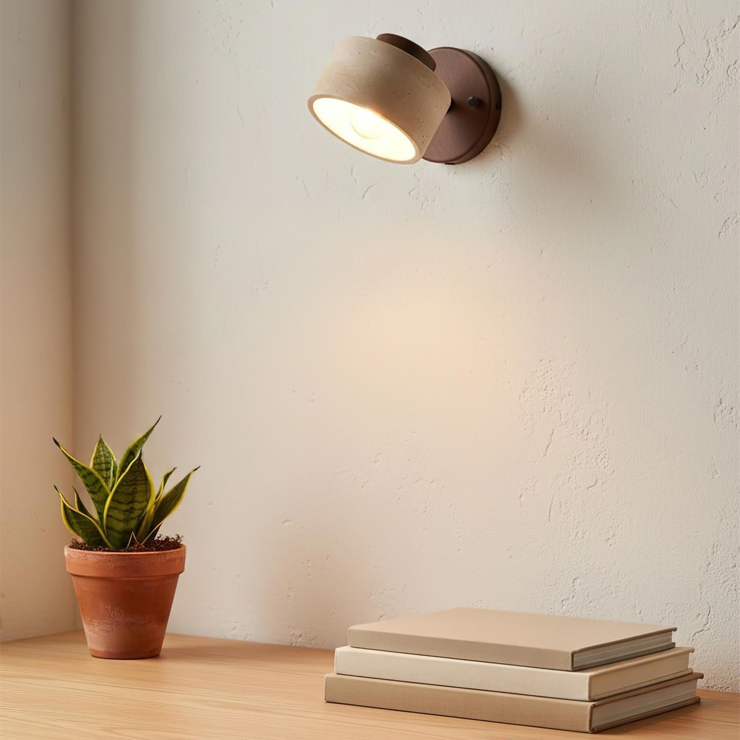 Adjustable Wall Sconce - Natural Travertine & Wood Design