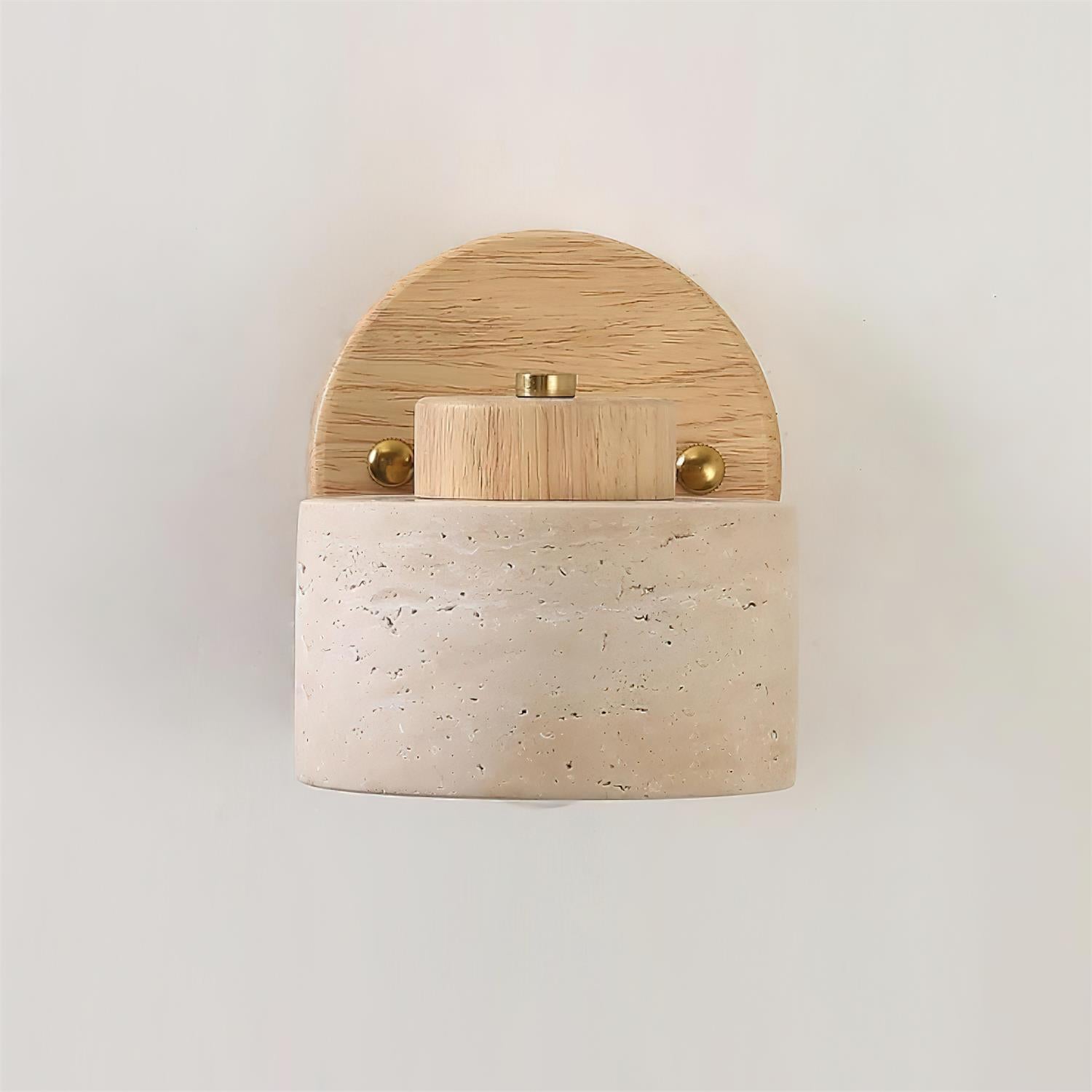 Adjustable Wall Sconce - Natural Travertine & Wood Design