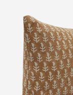 Astra Linen Pillow | Handmade Block Print, Floral Design