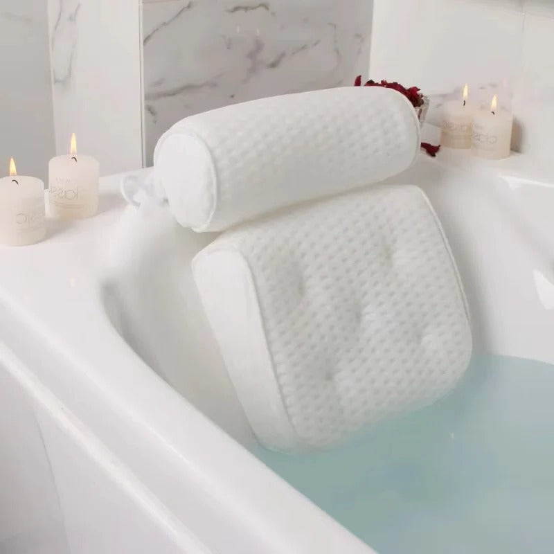 Air Mesh Bath Pillow for Neck and Head Support - Ergonomic Waterproof Tub Pillow with Suction Cups and Quick-Dry Technology