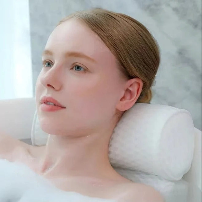 Air Mesh Bath Pillow for Neck and Head Support - Ergonomic Waterproof Tub Pillow with Suction Cups and Quick-Dry Technology