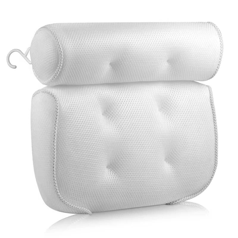 Air Mesh Bath Pillow for Neck and Head Support - Ergonomic Waterproof Tub Pillow with Suction Cups and Quick-Dry Technology