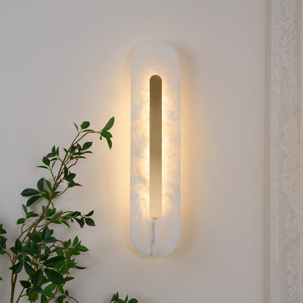Bello Wandlamp | Wit Albast & Messing, Geïntegreerde LED