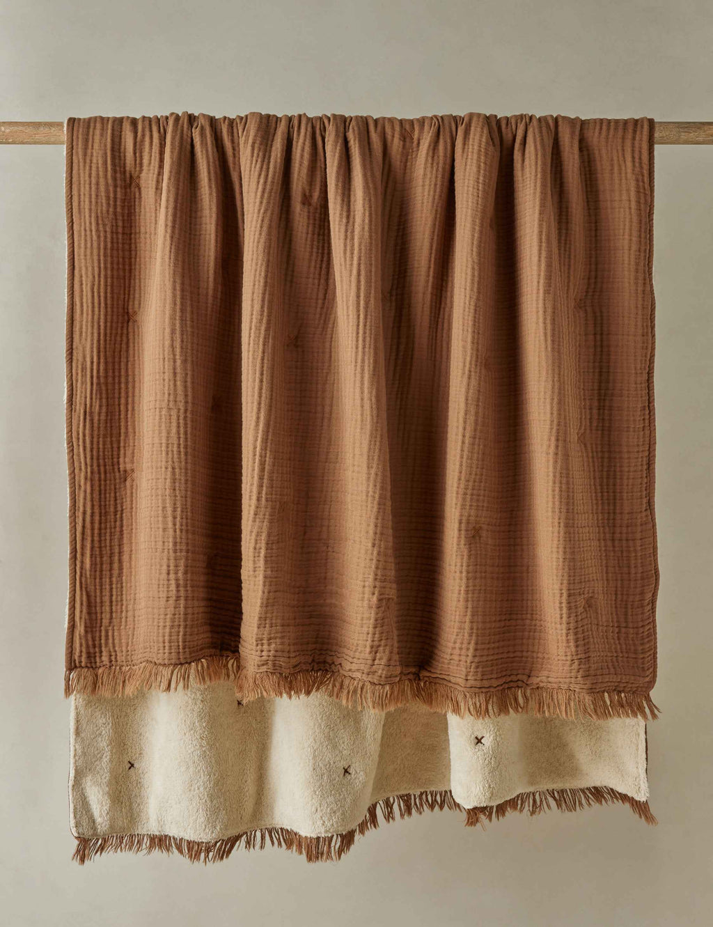 Alera Sherpa Throw | Plush Organic Cotton, Fringed Ends