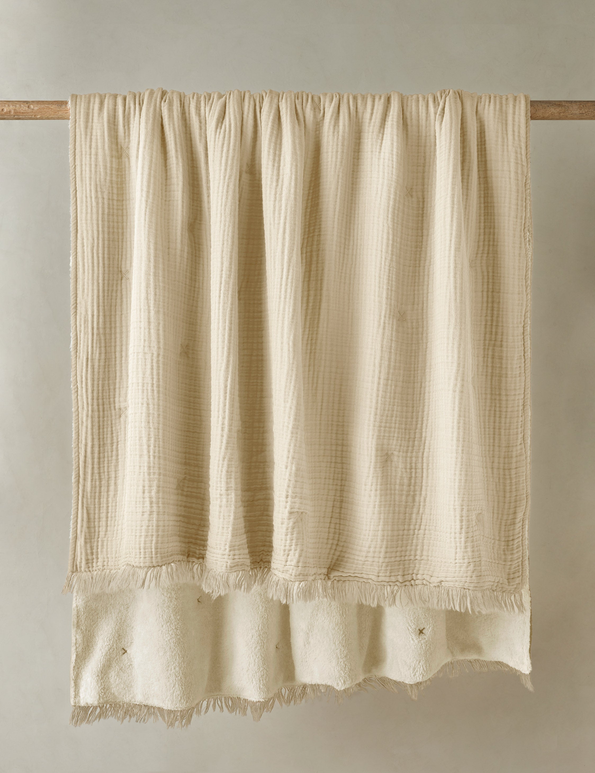 Alera Sherpa Throw | Plush Organic Cotton, Fringed Ends